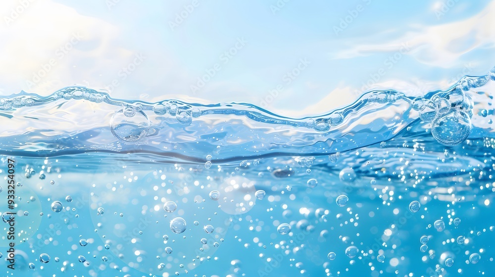 Transparent blue clear water surface texture with ripples, splashes and bubbles. Abstract summer banner background Water waves in sunlight with copy space Cosmetic moisturizer micellar toner emulsion. Transparent blue clear water surface texture with ripples, splashes and bubbles. Abstract summer banner background Water waves in sunlight with copy space Cosmetic moisturizer micellar toner emulsion.