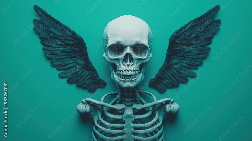 Otherworldly Skeleton with Ethereal Wings - High Detail 8K Stock Photo with Copy Space for Text Otherworldly Skeleton with Ethereal Wings - High Detail 8K Stock Photo with Copy Space for Text