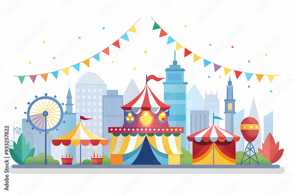Simple flat vector illustration as Festive parade in a bustling city concept as A dynamic city scene with a festive parade symbolizing celebration and community ideal for business presentations needin Simple flat vector illustration as Festive parade in a bustling city concept as A dynamic city scene with a festive parade symbolizing celebration and community ideal for business presentations needin