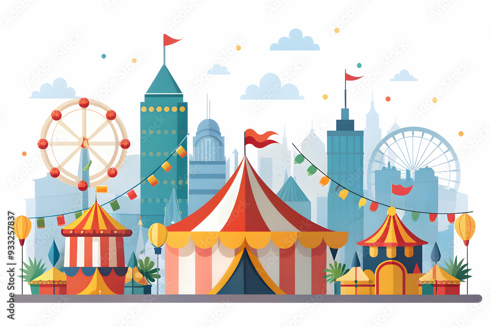 Simple flat vector illustration as Festive parade in a bustling city concept as A dynamic city scene with a festive parade symbolizing celebration and community ideal for business presentations needin Simple flat vector illustration as Festive parade in a bustling city concept as A dynamic city scene with a festive parade symbolizing celebration and community ideal for business presentations needin