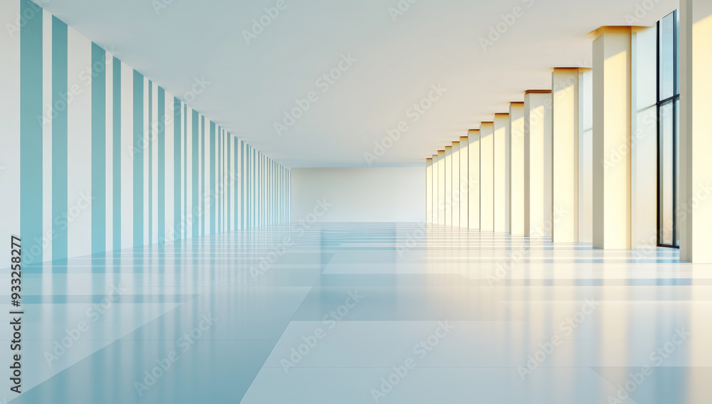 Blue and white background with glass pillars and data visualization Blue and white background with glass pillars and data visualization