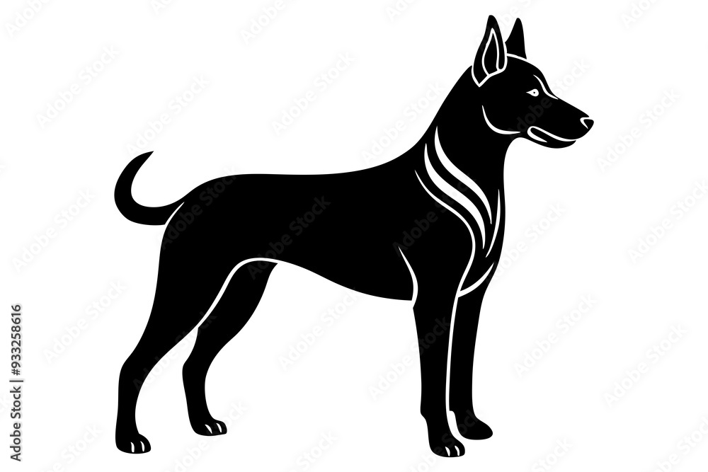 A black dog silhouette logo icon vector illustration. A black dog silhouette logo icon vector illustration.