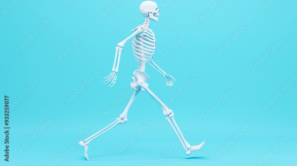 Skeleton Walking: Artistic Depiction of Biomechanics, Joint Motion Study | Copy Space, 8K High Detail Image Skeleton Walking: Artistic Depiction of Biomechanics, Joint Motion Study | Copy Space, 8K High Detail Image