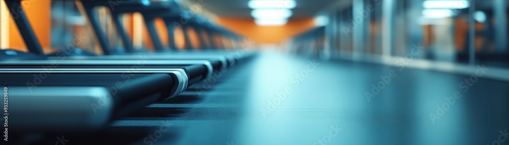 Modern Gym Interior with Treadmills in Focus and Bright Lighting, Fitness Equipment in a Contemporary Workout Space Modern Gym Interior with Treadmills in Focus and Bright Lighting, Fitness Equipment in a Contemporary Workout Space