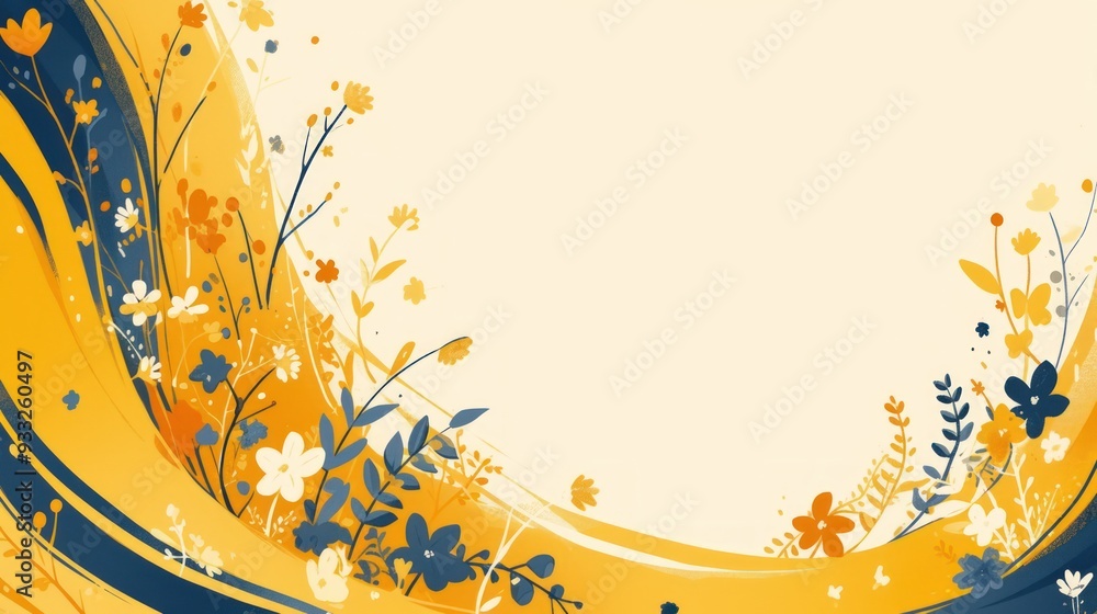 Floral Design with Yellow, Blue, and Orange Tones Floral Design with Yellow, Blue, and Orange Tones