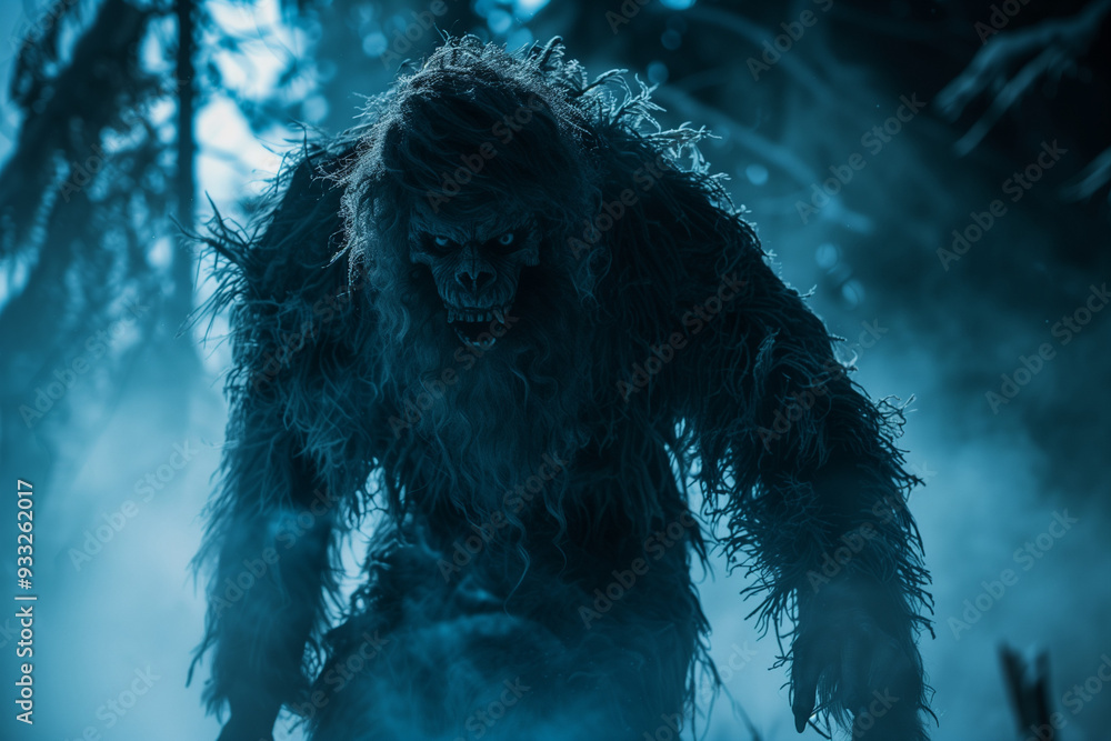 Monster with fangs ready to kill, a terrifying creature like a wendigo, bigfoot, or yeti for Halloween scares Monster with fangs ready to kill, a terrifying creature like a wendigo, bigfoot, or yeti for Halloween scares