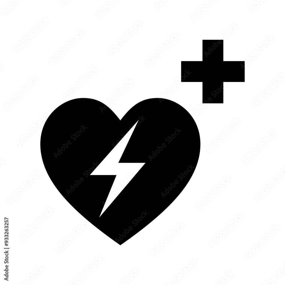 Obraz premium ISO emergency and first aid safety signs_automated external heart defibrillator symbol only