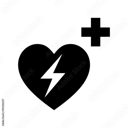 ISO emergency and first aid safety signs_automated external heart defibrillator symbol only