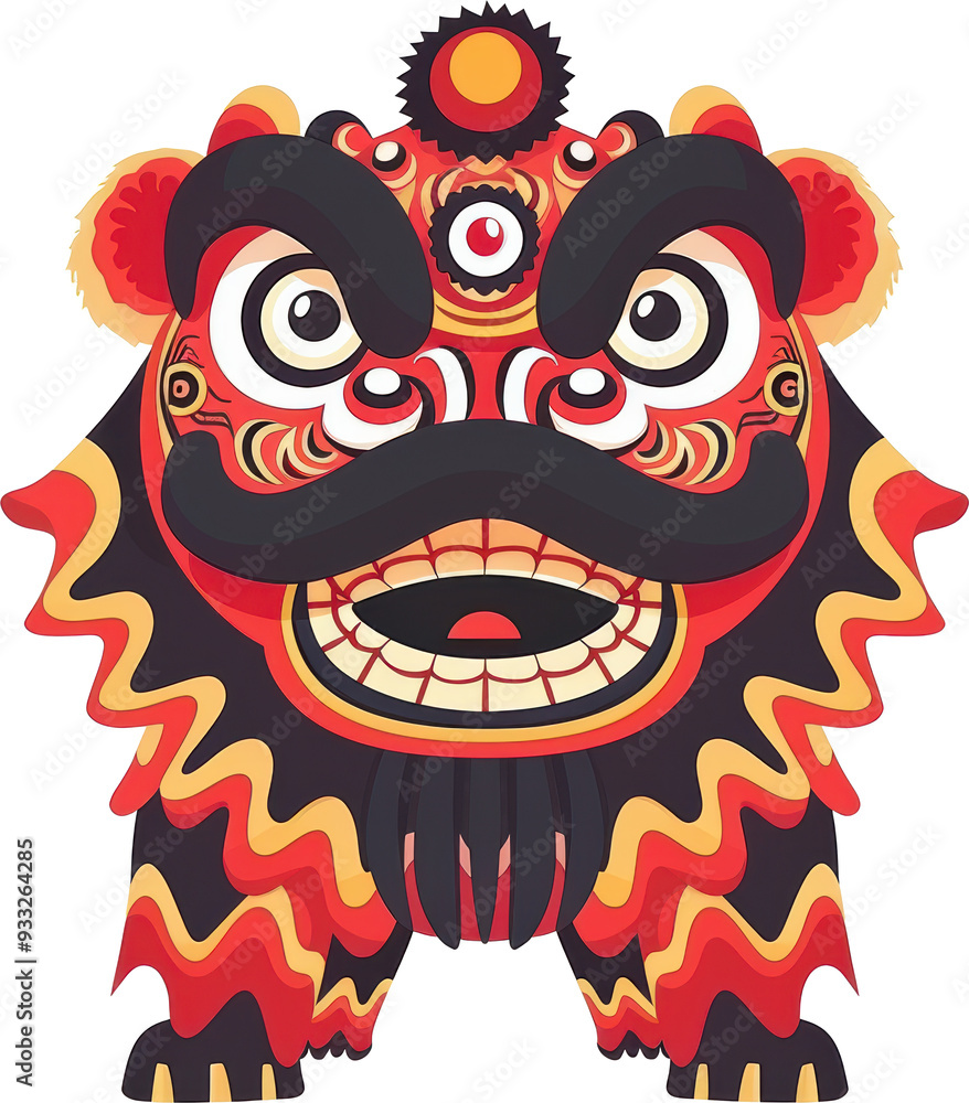 Fototapeta premium Red and black lion dance costume