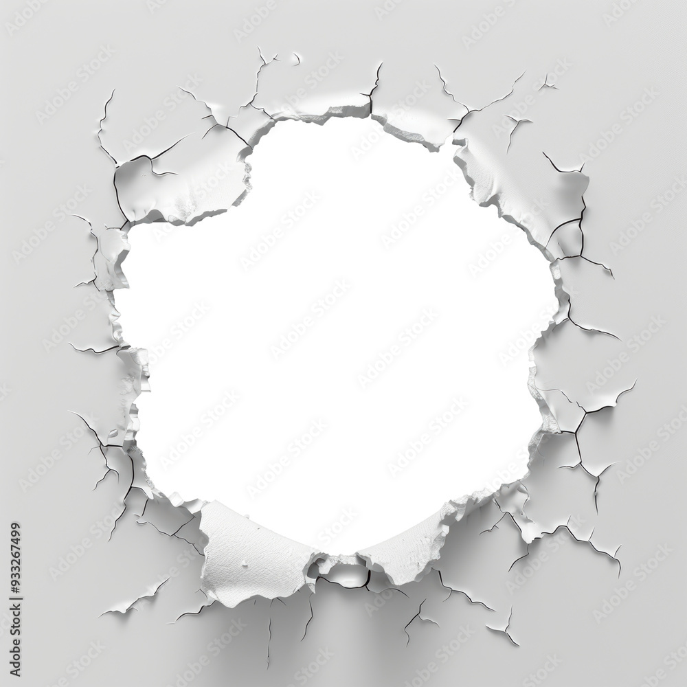 Naklejka premium Cracked wall with a hole