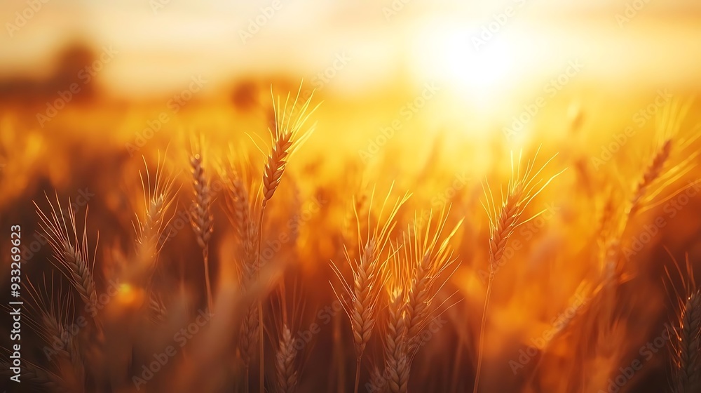 Golden Wheat Field at Sunset - A Realistic Photography Image Golden Wheat Field at Sunset - A Realistic Photography Image