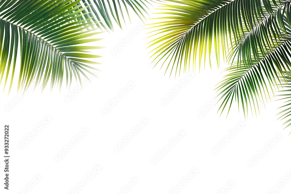 Naklejka premium Summer Tropical palm leaves. Exotic palms tree png Background