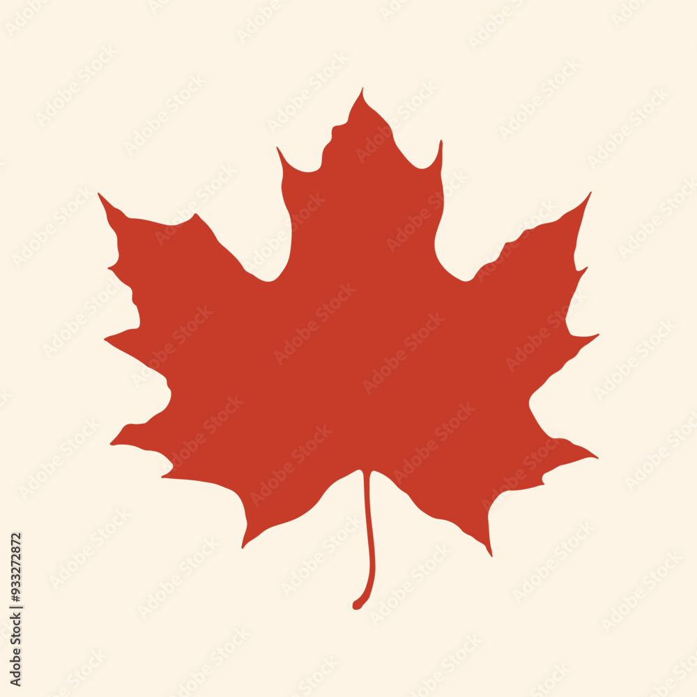 Red maple leaf silhouette. Vector illustration