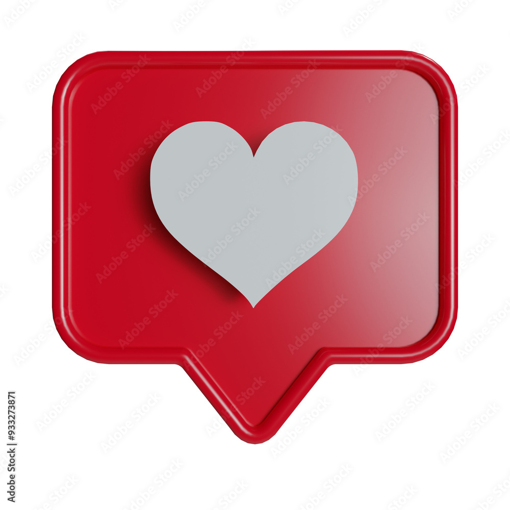 a 3d love badge notification pop up icon a 3d love badge notification pop up icon