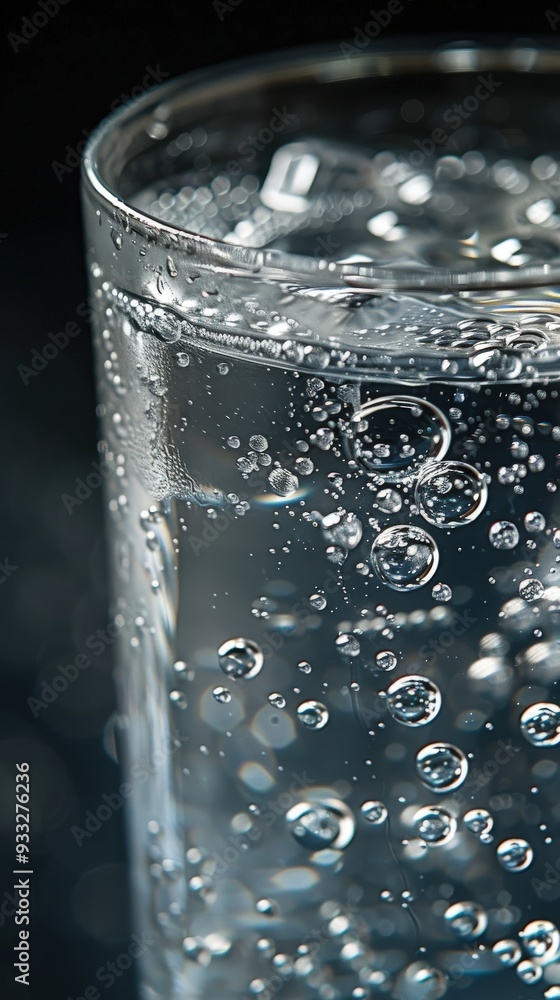 A glass of water with many bubbles in it A glass of water with many bubbles in it