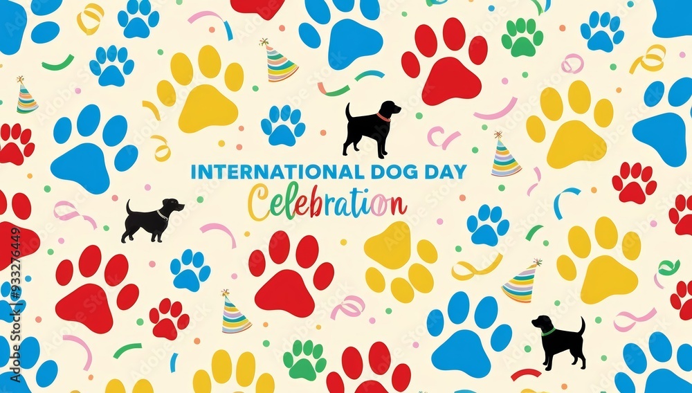 Fototapeta premium A vibrant and playful flat background for International dog day