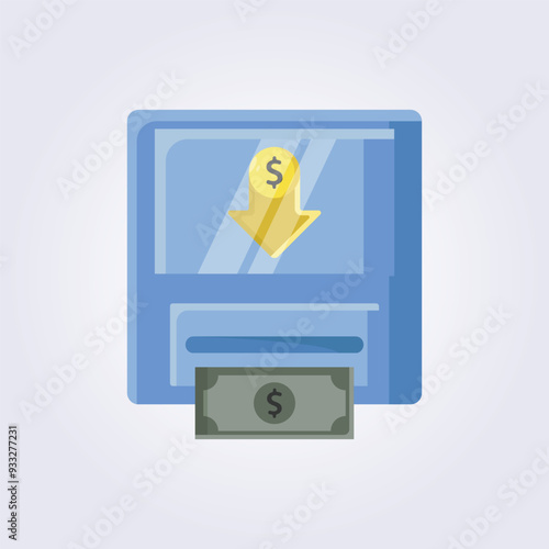 flat withdraw money at atm icon logo vector illustration design, withdraw payout money symbol