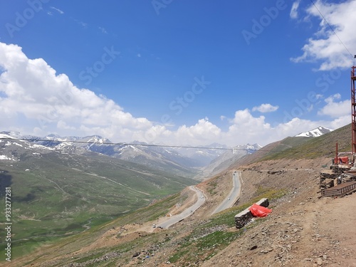 Beautiful view of the Babusar Pass. The Babusar Pass is a mountain pass in Pakistan in the north of the 150 km long Kaghan Valley. It is one of the most dangerous routes in Pakistan. photo