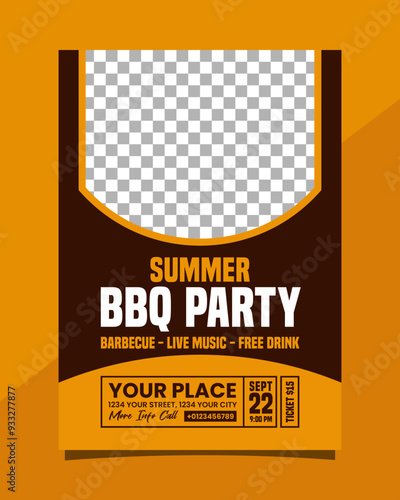 Summer BBQ party vertical poster template design