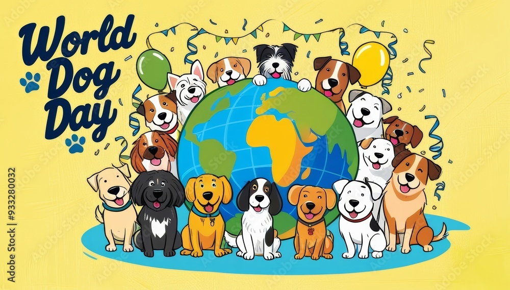 Fototapeta premium A vibrant and playful illustration celebrating World dog day