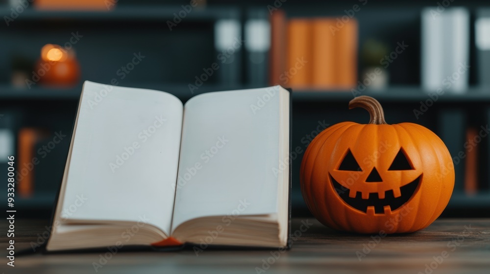 Enchanted Spellbook on Witch's Desk | Mystical Pumpkin Cover, Selective Focus | Halloween Witchcraft Background Enchanted Spellbook on Witch's Desk | Mystical Pumpkin Cover, Selective Focus | Halloween Witchcraft Background
