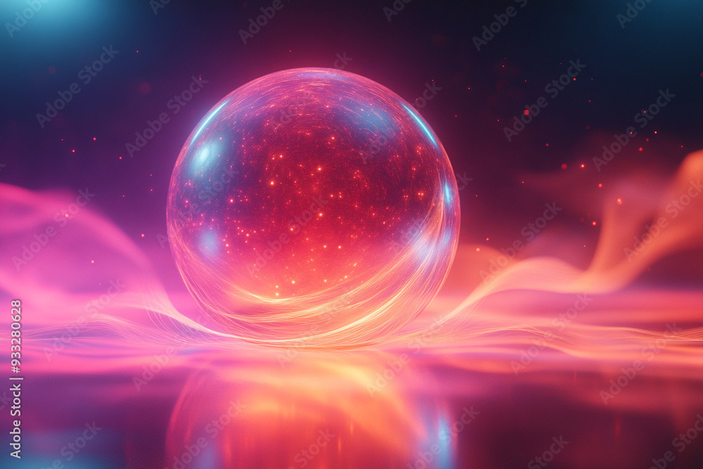A wave of neon light wrapping around an invisible A wave of neon light wrapping around an invisible