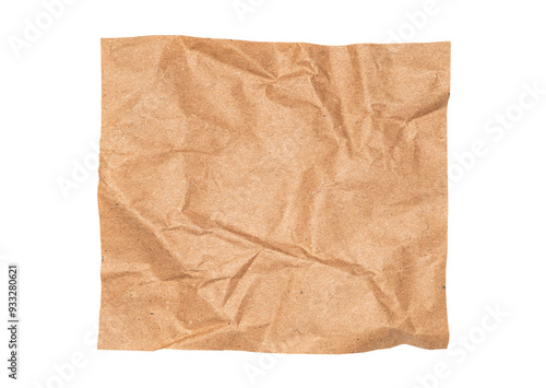 Obraz na plátně Brown craft baking paper sheet top view isolated on white background, parchment