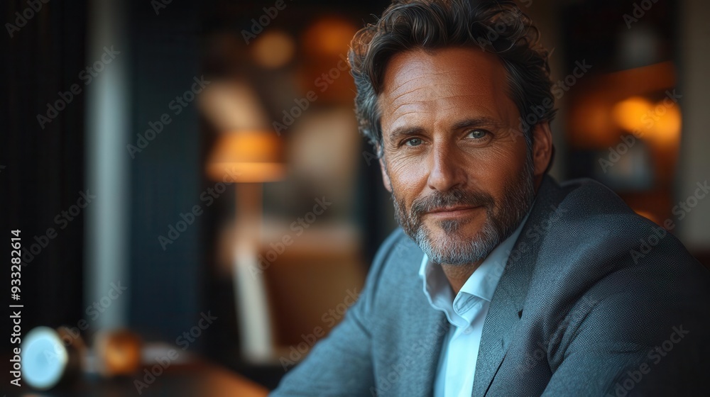 confident middleaged businessman in sleek office leaning on modern desk dramatic lighting emphasizes determined expression confident middleaged businessman in sleek office leaning on modern desk dramatic lighting emphasizes determined expression