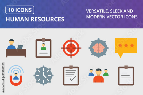 Human Resources Flat Icon Set