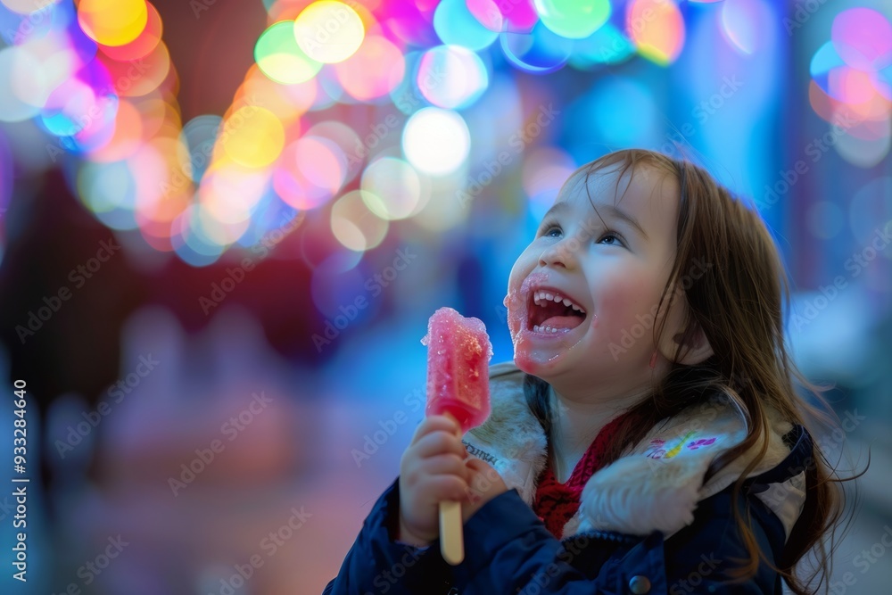 Ice cream delight brings joy to a child's face. Happy infant enchanting presence filled innocence. Innocence encapsulated showcasing unspoiled happiness of early life. Ice cream delight brings joy to a child's face. Happy infant enchanting presence filled innocence. Innocence encapsulated showcasing unspoiled happiness of early life.