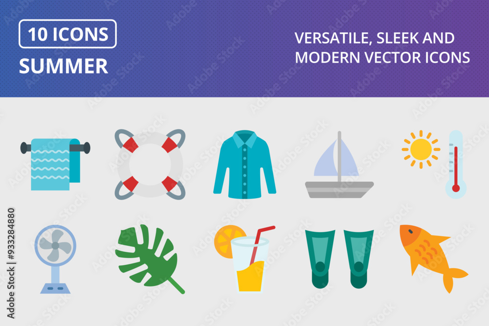 Summer Flat Icon Set Summer Flat Icon Set