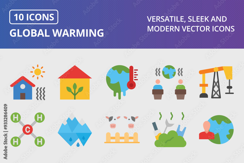 Global Warming Flat Icon Set Global Warming Flat Icon Set