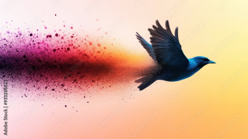 Obraz premium A Symbol of Freedom: Watercolor Bird in Flight for Wildlife Protection and Environmental Insights