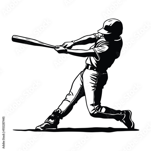 Baseball Player Hitting a Home Run Silhouette
