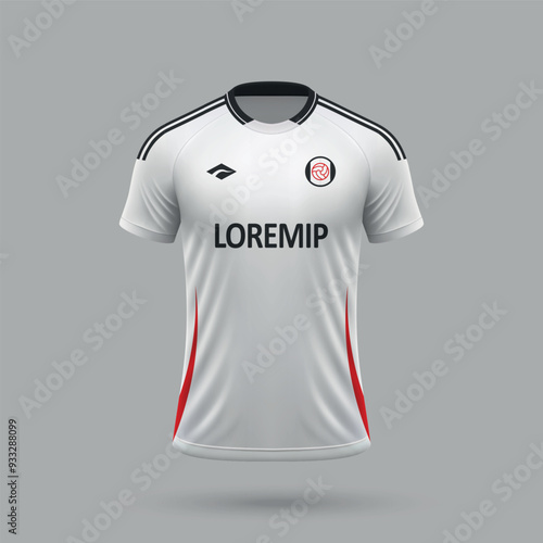 3d realistic soccer jersey in Fulham style, football shirt template 2024