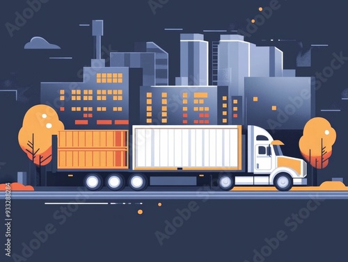 Automated logistics transportation scheduling system for efficient supply chain management and digital business solutions  Flat design showcasing transportation cargo and logistics technology