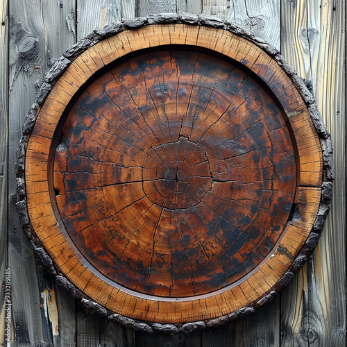 A wooden circle with a hole in the center