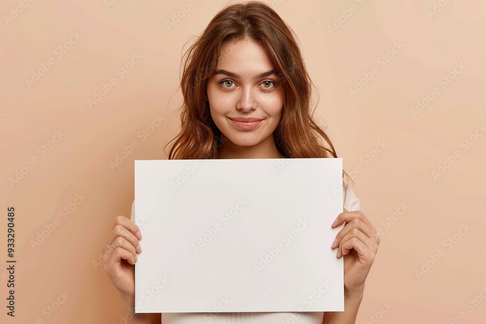 Portrait of happy man with white blank signboard Portrait of happy man with white blank signboard