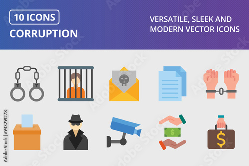 Corruption Flat Icon Set