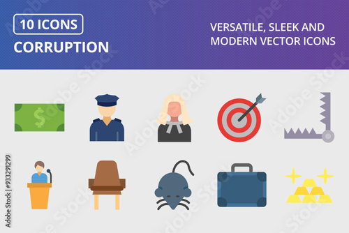 Corruption Flat Icon Set