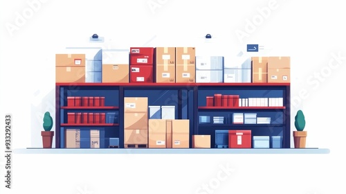 Optimized Inventory Management Balancing Levels with Efficient Flat Design This image showcases a clean minimalist design highlighting the key elements of inventory control supply chain logistics