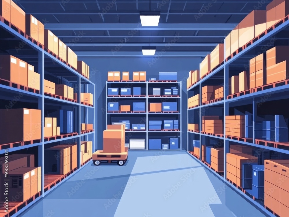 Fototapeta premium Optimizing Warehouse Storage Space Through Efficient Logistics Design and Planning Innovative Strategies for Maximizing Storage Capacity Improving Workflow and Enhancing Productivity in Warehousing