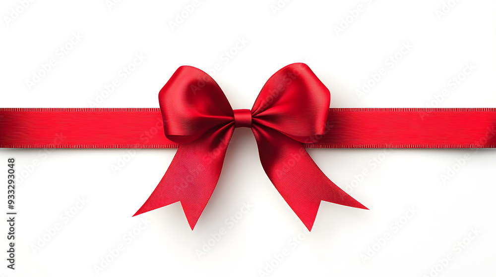 Red ribbon with bow in vector style isolated on white background. Red ribbon with bow in vector style isolated on white background.