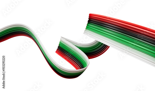 UAE flag Waving Ribbon Style isolated background 3D Illustration
