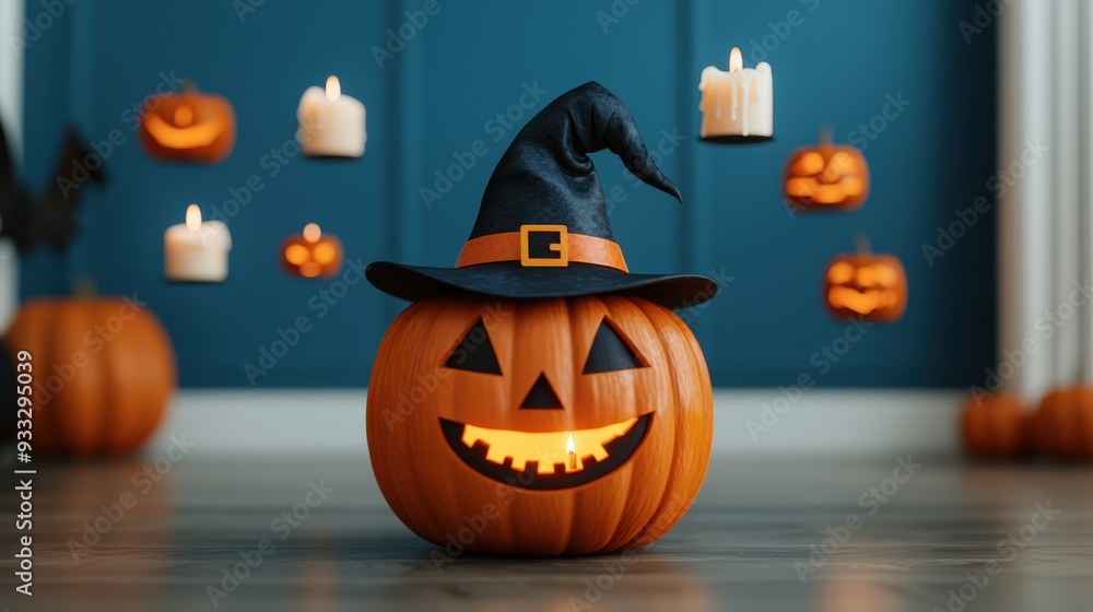 Enchanting Halloween Magic with Glowing Pumpkin and Magician - Whimsical Cartoon Enchanting Halloween Magic with Glowing Pumpkin and Magician - Whimsical Cartoon