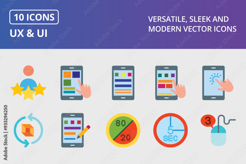 UX and UI Flat Icon Set UX and UI Flat Icon Set