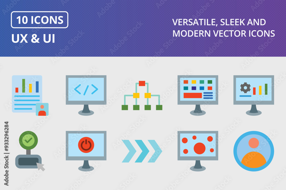 UX and UI Flat Icon Set UX and UI Flat Icon Set