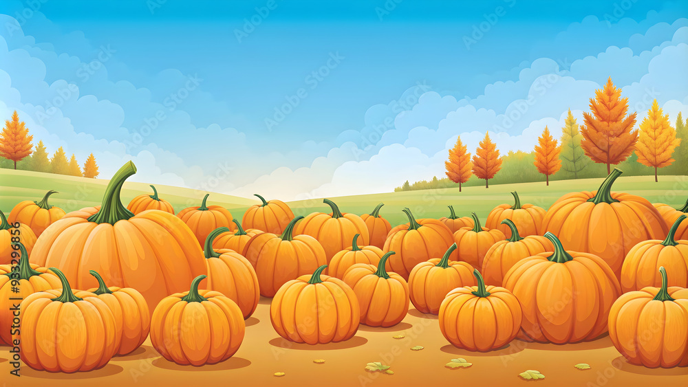 Simple flat vector illustration as Pumpkin patch under a clear autumn sky concept as A picturesque pumpkin patch under a clear autumn sky capturing the essence of Thanksgiving perfect for business pre Simple flat vector illustration as Pumpkin patch under a clear autumn sky concept as A picturesque pumpkin patch under a clear autumn sky capturing the essence of Thanksgiving perfect for business pre