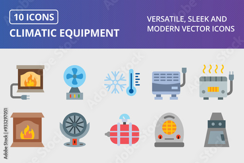 Climatic Equipment Flat Icon Set