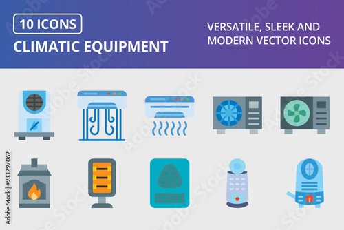 Climatic Equipment Flat Icon Set